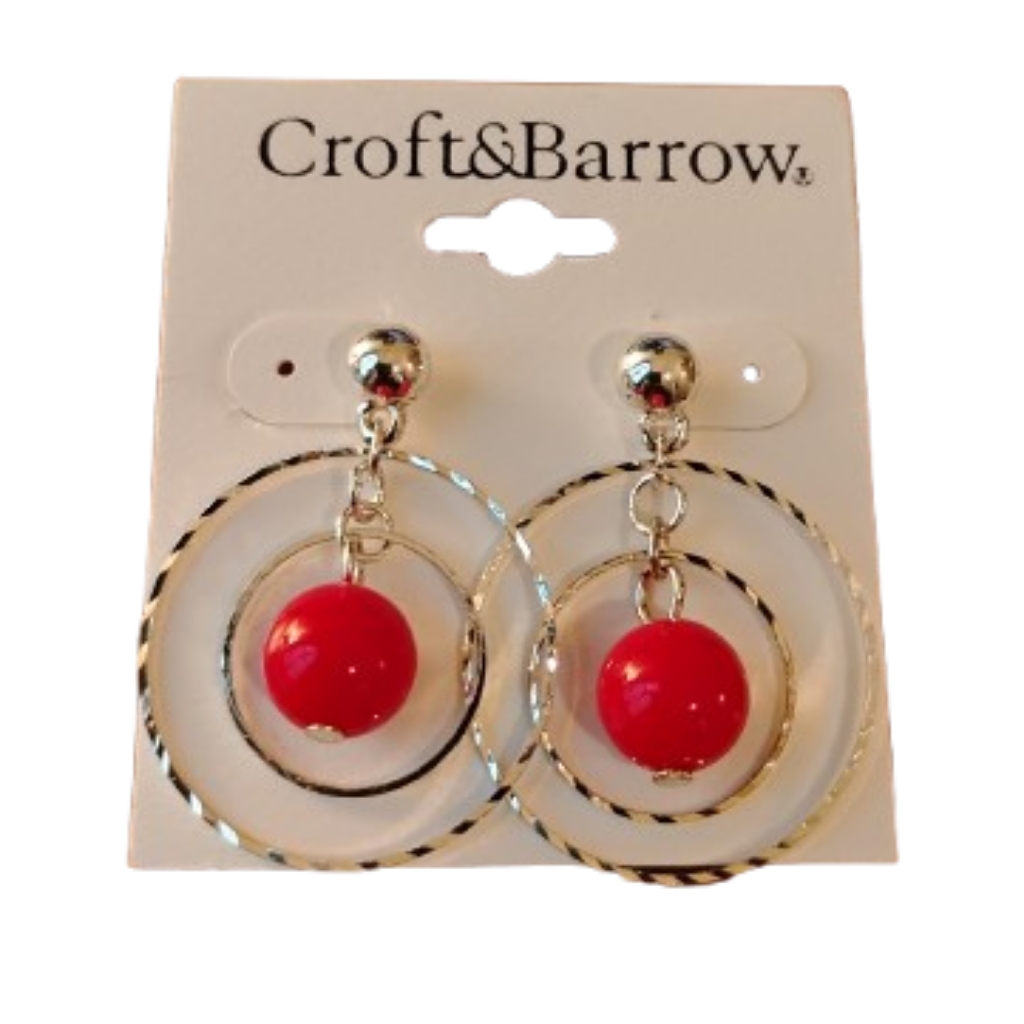 Croft Barrow Red And Silver Earrings 10$